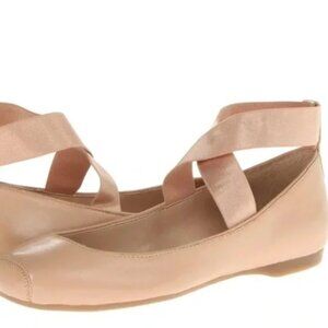 Jessica Simpson Mandalaye Square Toe Ankle Wrap Ballet Flats, Nude - Size 8